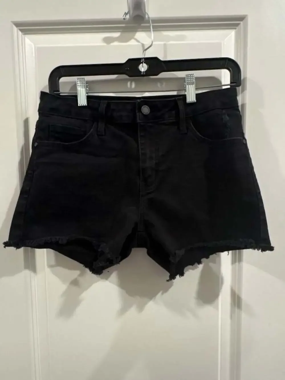 Just Black Denim Shorts Size 27 Black Cut Off Frayed Hem